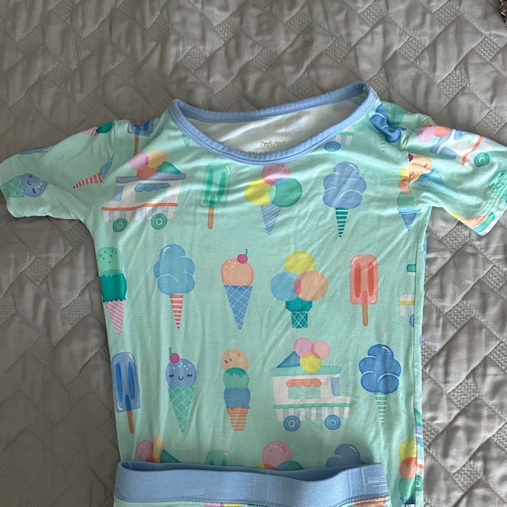 Little Sleepies Blue and Green Pajama Set - Picture 3 of 4